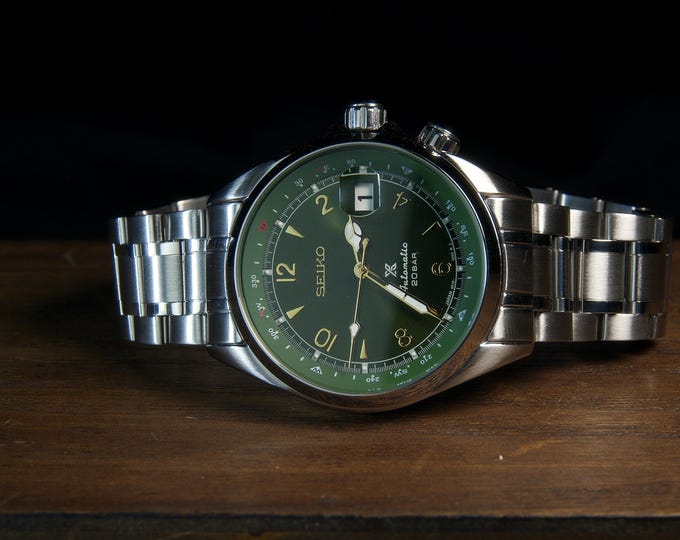 Seiko Alpinist Emerald Green Dial | Vintage Refurbished Automatic 7S26 | Gold Men’s Dress Watch | Elegant Mechanical Timepiece | Luxury Gift