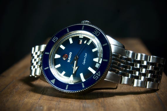 Rado Captain Cook Blue Dial Vintage Style Luxury Watch | Swiss Automatic Formal Heritage | Rare Rado Mens Diver | Blue Dial Collector Gift