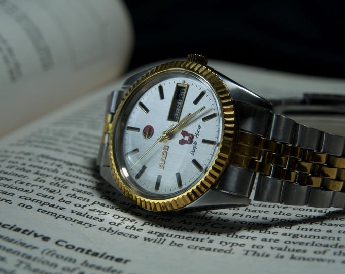 Rado Purple Horse Automatic Watch Classic Silverish White Dial Men's Luxury Vintage Timepiece Refurbished Premium Mechanical Wristwatch