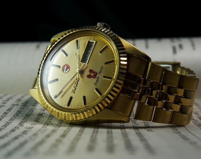 Rado Purple Horse Gold Dial | Golden Case Vintage Automatic & Manual Wind | Men’s Luxury Swiss Timepiece Dress Watch | Classic Heritage Gift