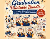 Graduation Printable Bundle, Class of 2026 Money Holder Cards, Graduation Stickers, Digital Download