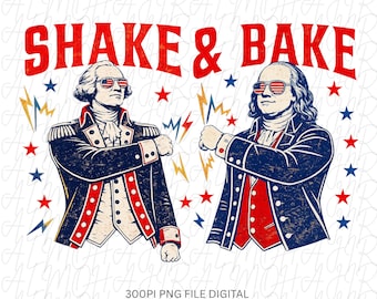Shake and Bake, George washington and Abraham lincoln design, Funny Shake and Bake 4th of July Couple Matching,