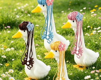 Postiche d'oie pour animaux de compagnie de style anime avec tresses fluides et extrémités recourbées - Coupe légère et sûre pour un jeu expressif de personnage à court terme