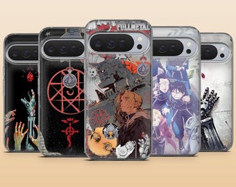 Volledig metalen Alchemist-telefoonhoesje Anime Cover voor Google Pixel 10, 10Pro, 9Pro, 9A, 9, 8A, 7, 6A, Samsung S26, S25, A17, A56, iPhone 17e
