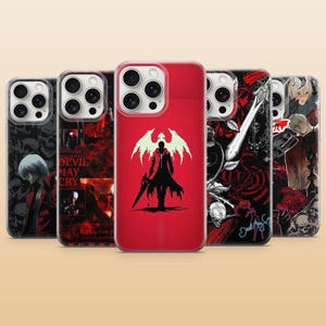 May include: A collection of phone cases featuring various designs. The cases showcase illustrations of characters, skulls, and text, with a predominant color scheme of red, black, and white. The cases are designed for a smartphone.