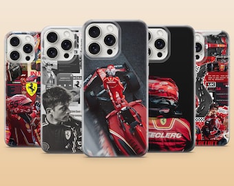 Charles Leclerc telefoonhoesje Ferrari F1 Racing Cover voor iPhone 17Pro, 17e, 16, 15, 14, 13, 12, 11, Samsung S26, S25, S24, A56, A16, Pixel 10a