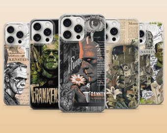 Frankenstein-telefoonhoesje Horror Monster Dark Cover voor iPhone 17Pro, 17e, 16, 15, 14, 13, 12, 11, Samsung S26, S25, S24, A56, A16, Pixel 10