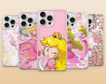 Funda para teléfono de la Princesa Peach con diseño de Super Mario para iPhone 17Pro, 17e, 16, 15, 14, 13, 12, 11, Samsung S26, S25, S24, A56, A16, Pixel 10a, 9Pro