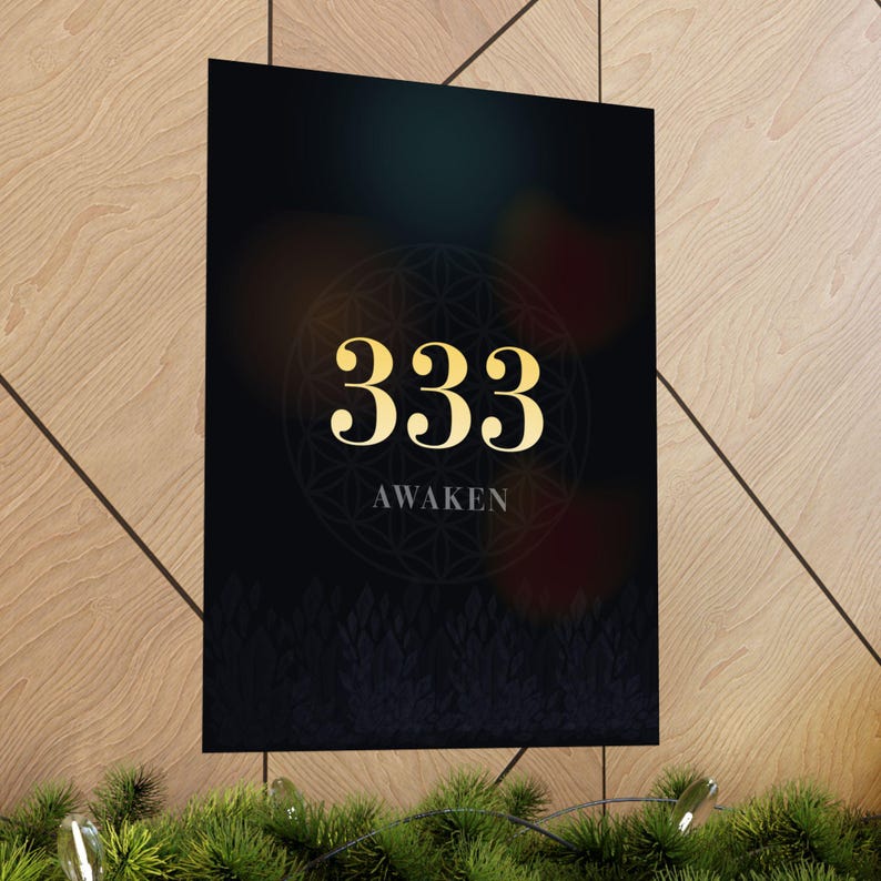 333 Angel Number Print | Minimalist Spiritual Wall Art | Manifestation Poster | Ascended Masters | Boho Celestial Decor image 1