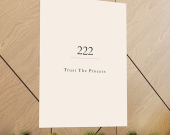 222 Angel Number Print | Minimalist Spiritual Wall Art | Manifestation Poster | Trust The Process | Boho Celestial Decor