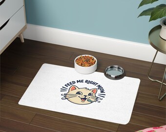 Feed Me Right Meow Cat Face Pet Food Mat | 12x18