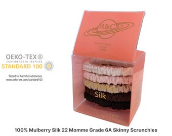 100% Mulberry Silk Scrunchies, 22 Momme Hair Ties Bobbles 5 pack Gift set