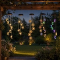Solar Moon Star Sun Wind Chime Light, Vintage Metal Hanging Lantern, Outdoor Garden Decor