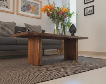 Mesa de centro de madera Sólida de tablón de pino tipo vintage