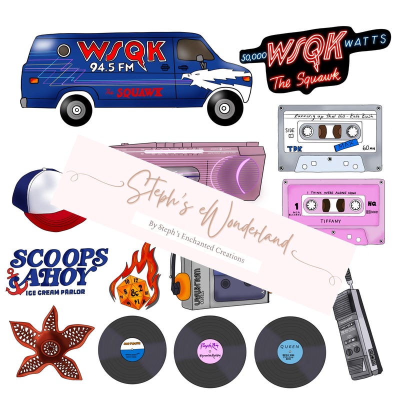 Stranger Things Music Vibe Seamless Pattern • Hand Drawn Walkman, Vinyl ...