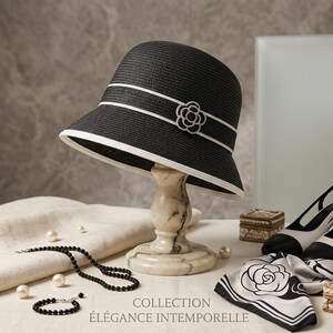 Womens Black Straw Cloche Hat Summer - Etsy display picture 1
