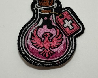 Phoenix Revive Potion Embroidered Patch | Fantasy RPG Iron-On Backpack Jacket Patch