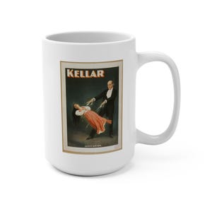 Taza con póster de levitación de Kellar, 443 ml / Ilustración mágica vintage