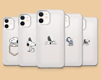 Clear Snoopy Phone Case Cartoon Dog Woodstock Cover for iPhone 17 16 15 14 13 Samsung S25Ultra S24 S23FE A54 A34 A15 A14 Pixel 9Pro 8A