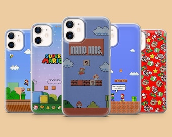 Capa retrô para celular com tema de plataforma e Super Mario, compatível com iPhone 17, 16, 15, 14 e 13, Samsung S25 Ultra, S24, S23 FE, A54, A34, A15, A14, Pixel 9 Pro e 8A.
