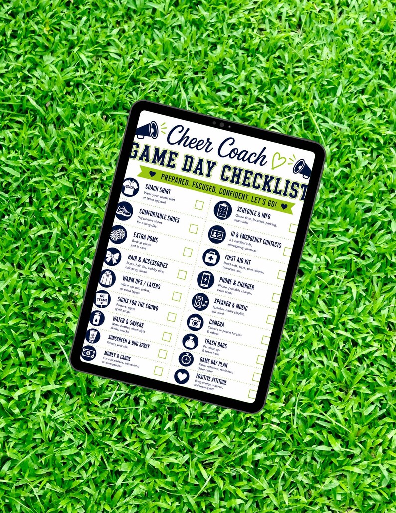 Cheer Coach Game Day Checklist | Printable | (instant Download) - Etsy