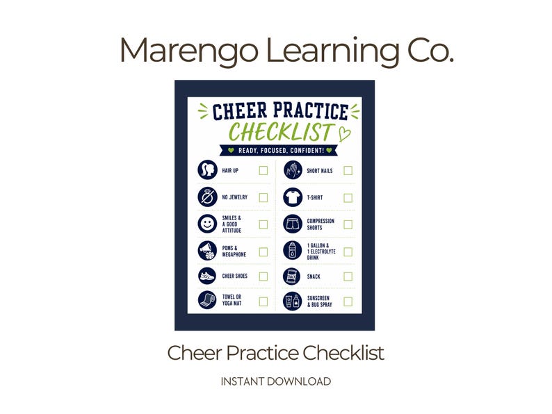 Cheer Practice Checklist | Printable | (instant Download) - Etsy