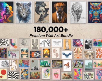 プレミアムウォールアートバンドル 180,000枚プリント | メガギャラリーセットバンドル | 風変わりな抽象モダンデコレーション | MRR PLR ウォールアート | デジタルダウンロード