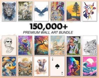 メガウォールアートバンドル 150,000点以上の印刷可能なウォールアート プレミアムPLR MRRウォールアートバンドル デジタルダウンロード ホームデコレーションバンドル