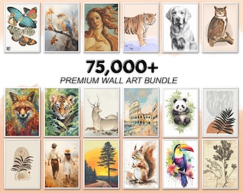 75000 ウォールアートバンドル、印刷可能なウォールアートセット、ヴィンテージアートプリント、ギャラリーウォールデコレーション、デジタルダウンロード、アンティークアートワーク、プリントコレクション