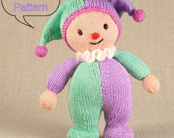 Knitted Jester Doll PDF Pattern, Amigurumi Clown Toy Knitting, Soft Toy (Digital Download)