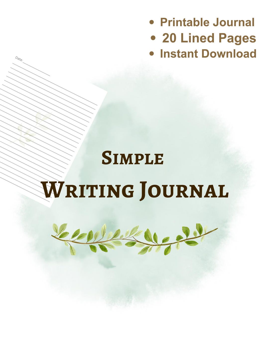 Simplistic Journal Pages Printable Lined Journal | Minimalist Writing Pages, Daily Notebook (PDF ...