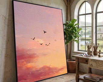 夕焼け雲のオリジナル油絵｜夏の空のアート（30 x 24 cm） - Etsy 日本