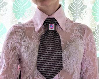 Necktie for women, elegant womens tie decorated narce and turquiose stone.