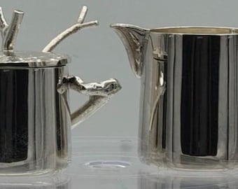 Michael Aram Sleepy Hollow Creamer and sugar  Bowl Set with Lid & Twig Spoon