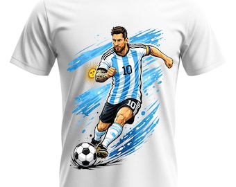 Lionel Messi Argentina Soccer Graphic Tee, FIFA World Cup Jersey Style Shirt