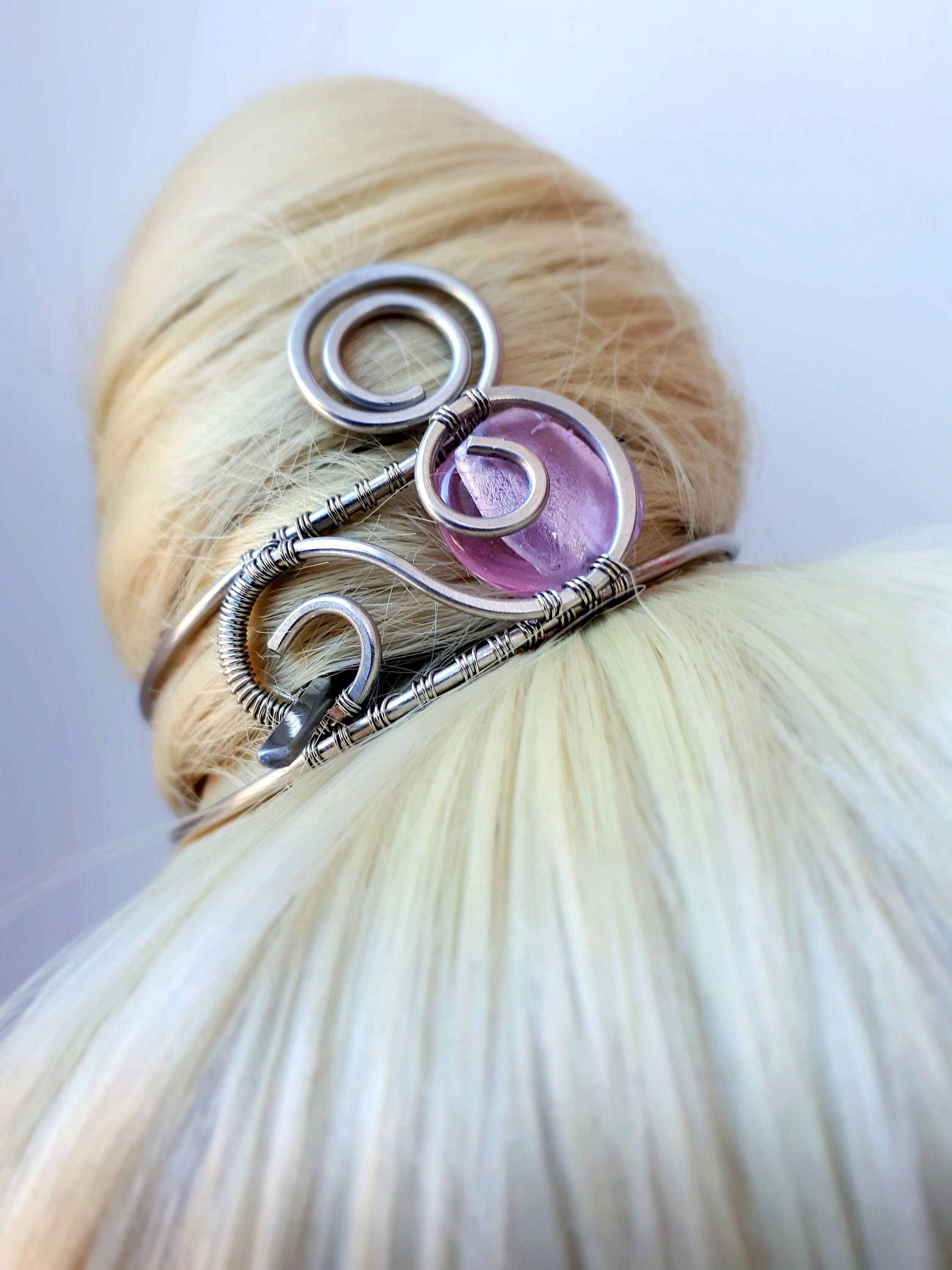 Bun cuff Hair Bun cage Nickel Silver Hair Slide Hair Fork Etsy