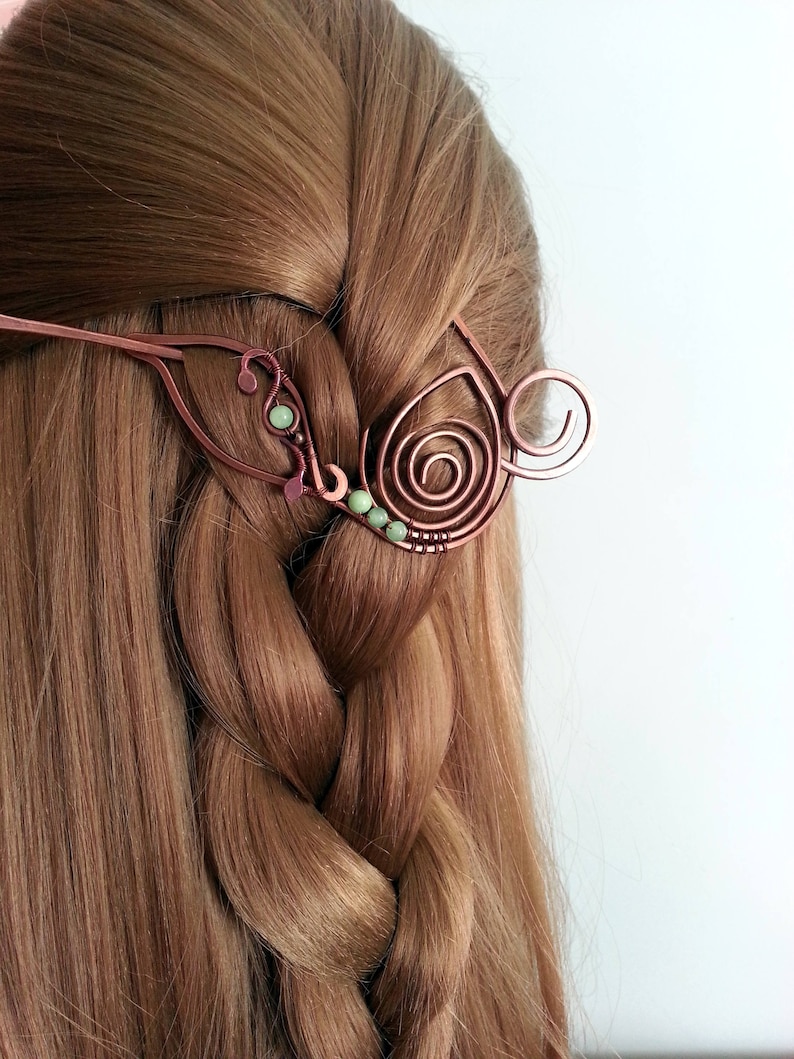 gift for knitter Shawl pin in leaf Design wire Brooch, fibula, onyx, green earthy, autumn Woodland Wire Wrapped Copper scarf Pin