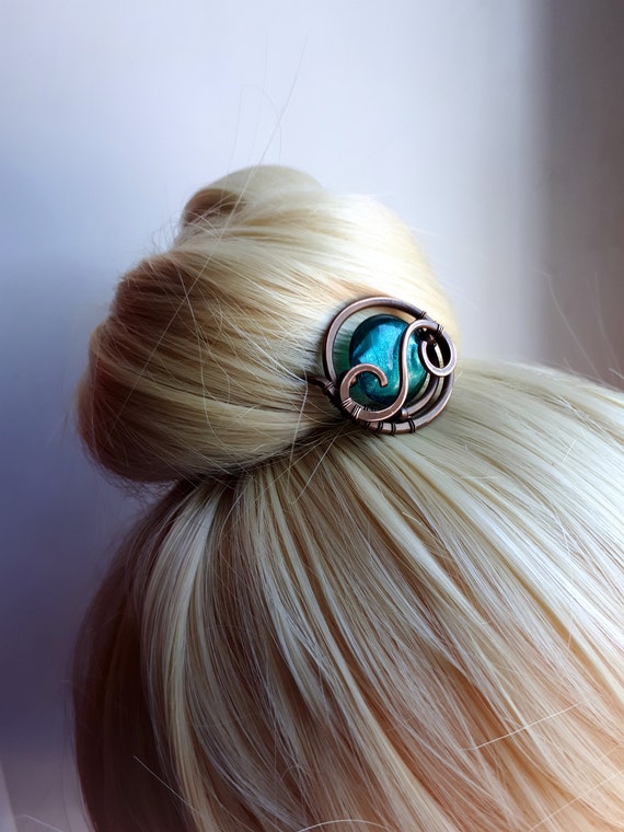 Round Bun Pin Hair stick hair pin metal hair forks boho wire Etsy