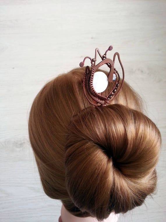 White Lotus Hair Stick Hair Fork Metal Hair Fork Bridal Etsy