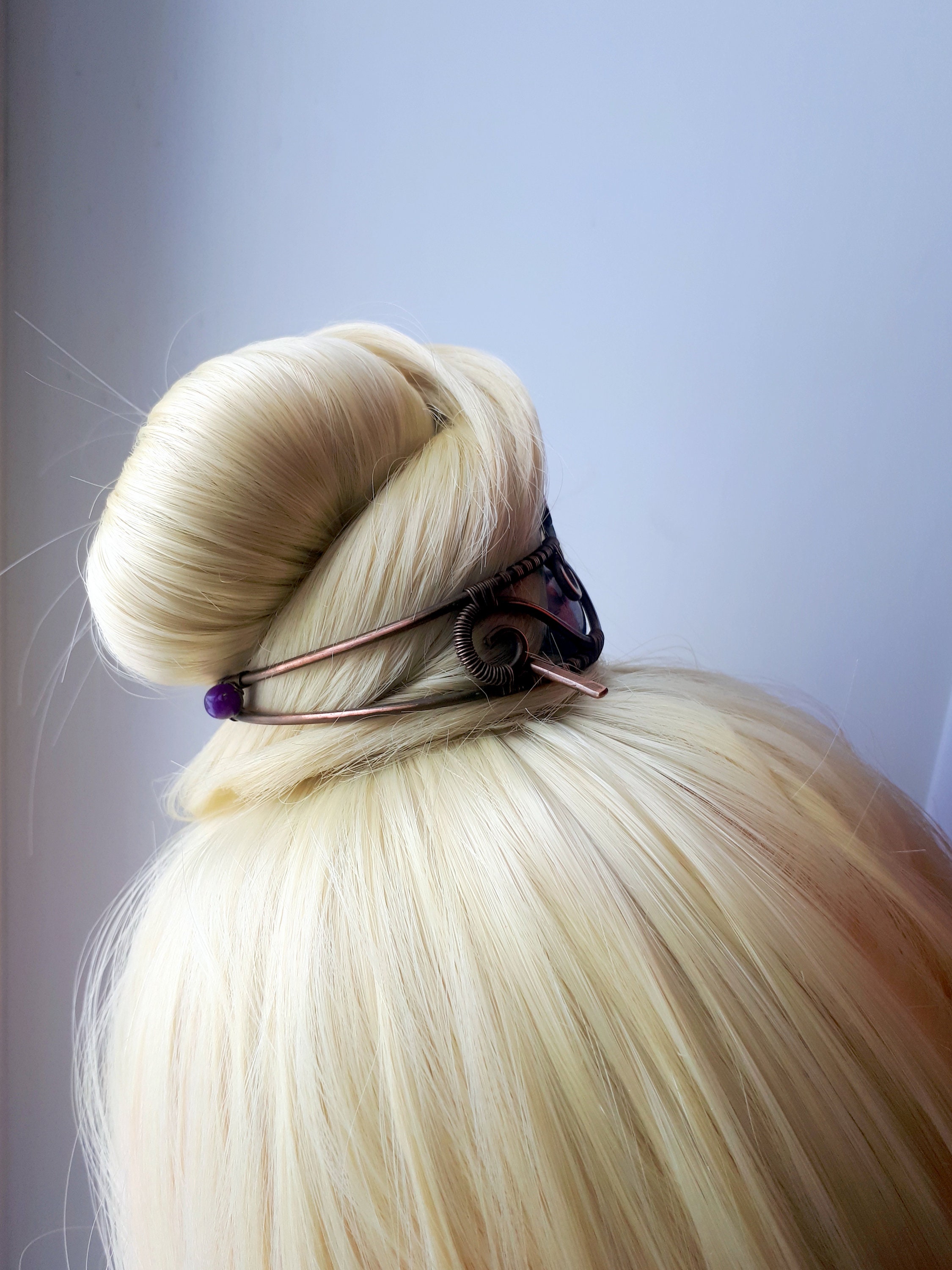 Bun cuff Large Hair Bun cage Copper Hair Slide Hair Pin Etsy