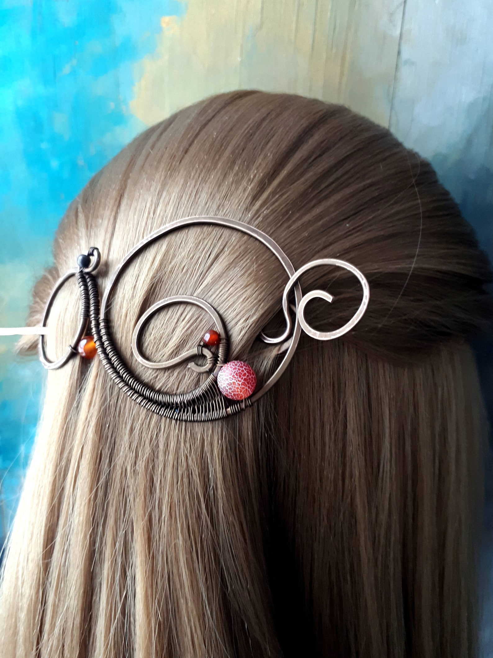 Large Hair Barrette Hair Slide Shawl Pin Copper Hair Slide Etsy