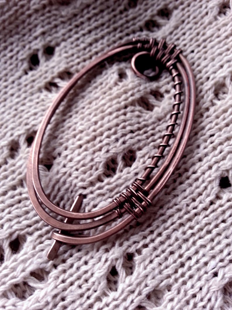 Geometric Shawl Pin Copper Shawl Pins Oval Penannular Pin Etsy