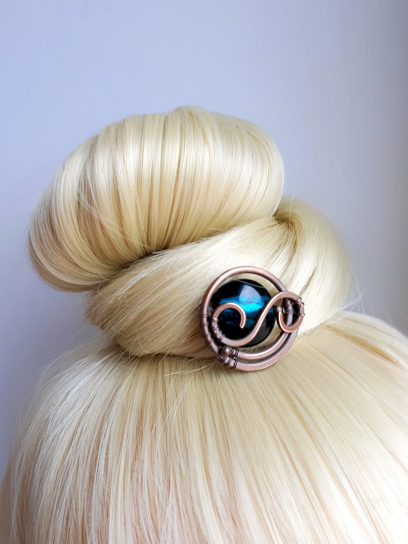 Round Bun Pin Hair stick hair pin metal hair forks boho wire Etsy