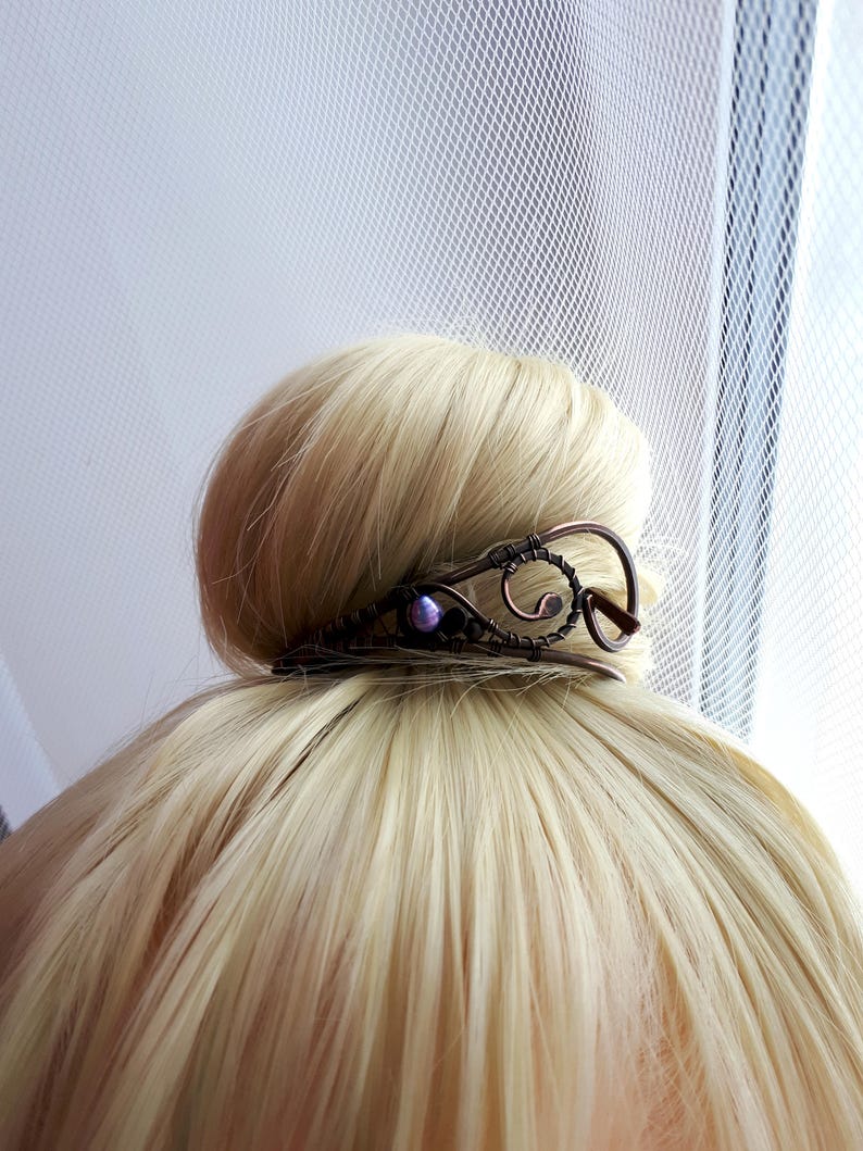 Bun cuff Large Hair Bun cage Copper Hair Slide Hair Pin Etsy