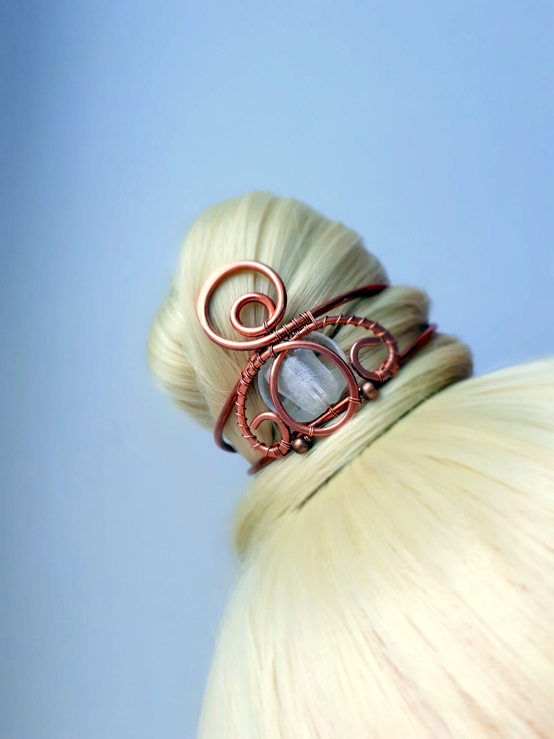 Bun cuff Hair Bun cage Copper Hair Slide Hair Fork Hair Pin Etsy