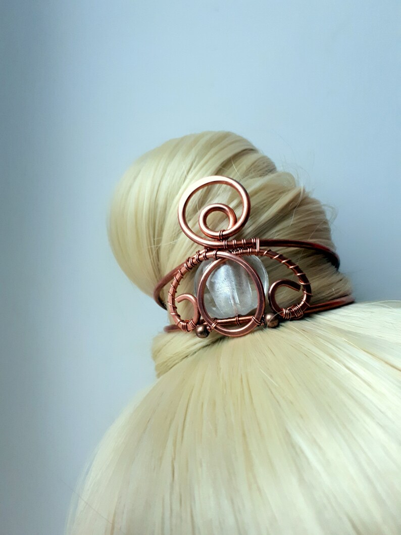 Bun cuff Hair Bun cage Copper Hair Slide Hair Fork Hair Pin Etsy