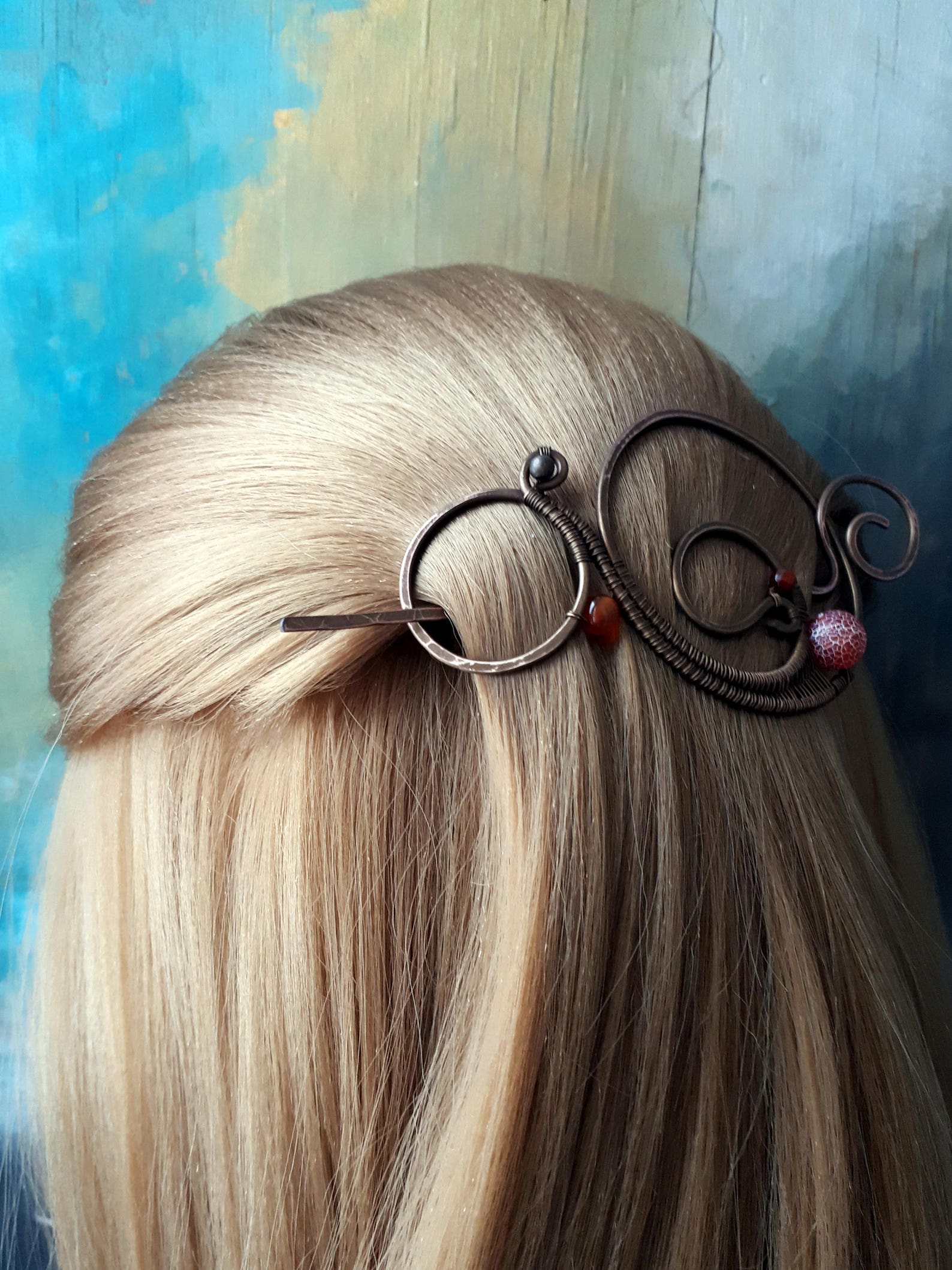 Large Hair Barrette Hair Slide Shawl Pin Copper Hair Slide Etsy