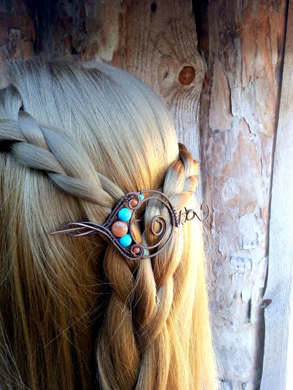 Cowl Pin Hair Stick Embossed Flowing Water Copper Shawl Pin Kilt Pin Hair Pin Brooch X-Large Size 2.5 OD Knitter Gifts Sweater Pin