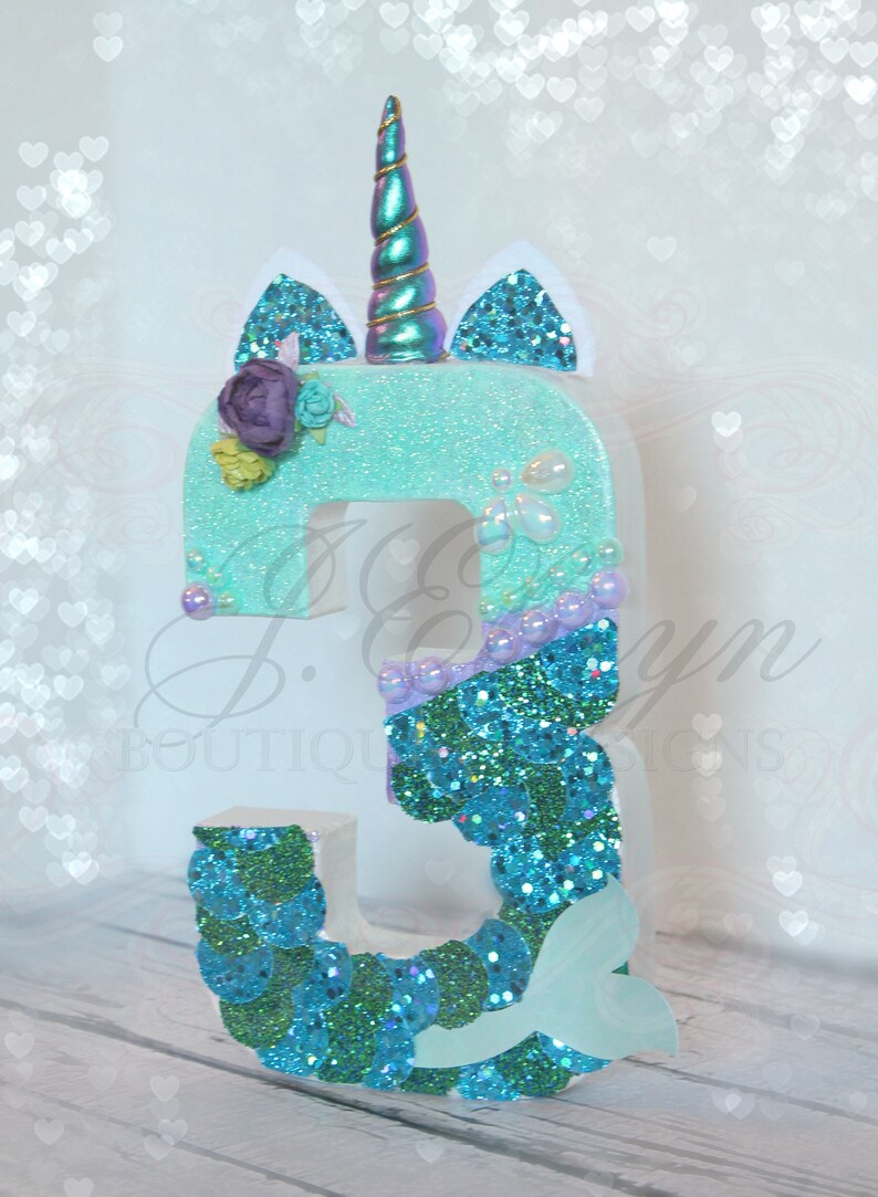 birthday party letter A B C mermaid tail aqua florals turquoise glitter scales number 1 2 3 No wpearls or LETTER mermaid decor