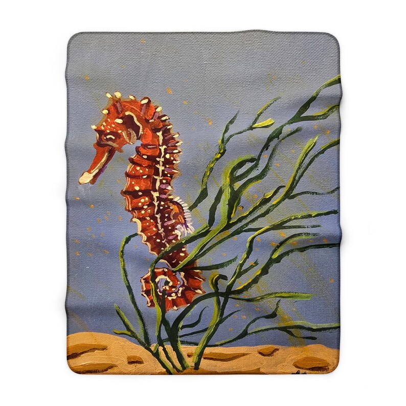Seahorse Painting Sherpa-backed Throw 3 mm polyester 40x30 inch afbeelding 1